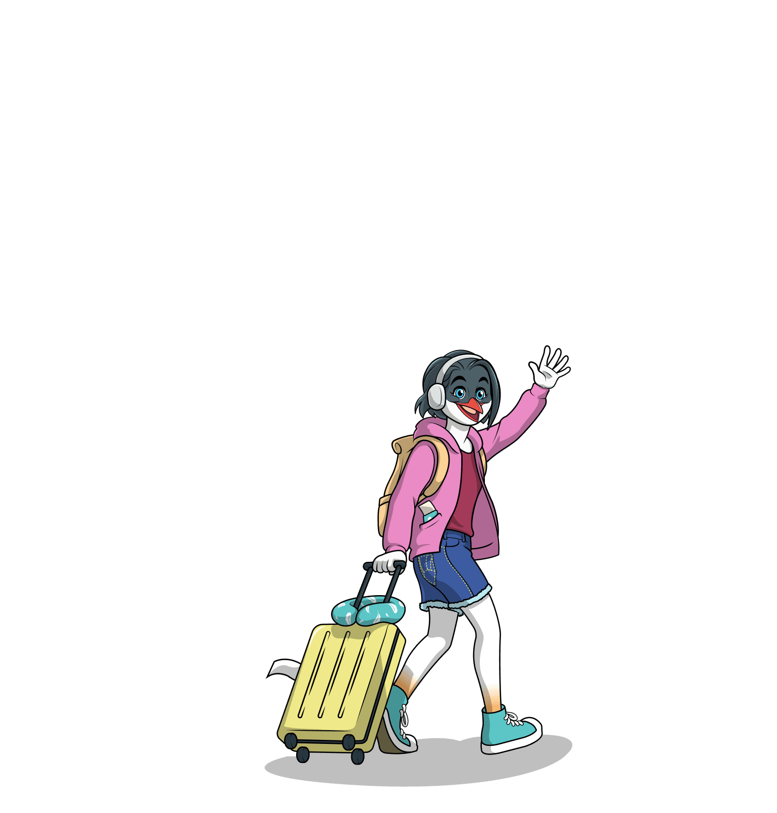 bird character departing